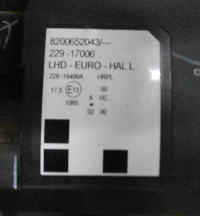 8200652043 Left headlight H7+H1 Renault Modus 2004-2008, electrically operated