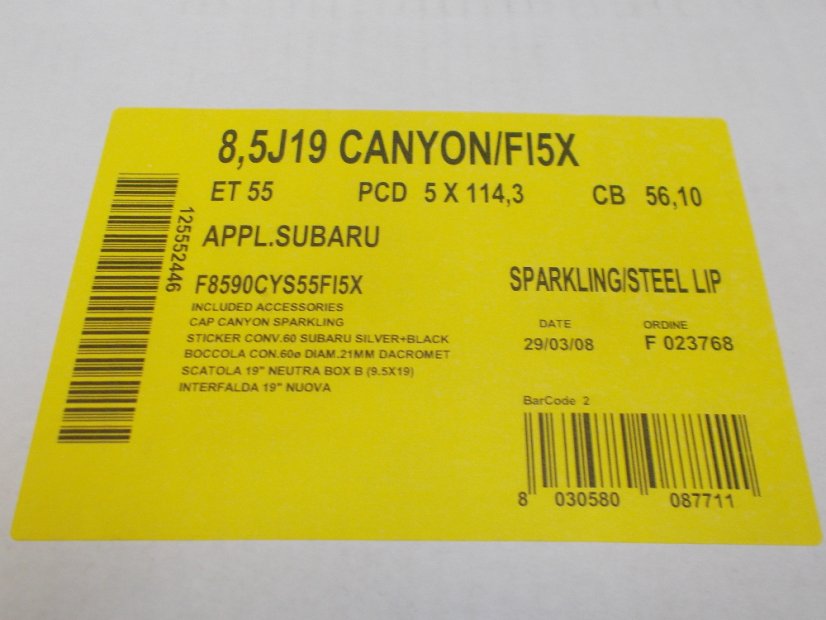 Alloy disc Subaru 8.5x19 ET35 5x114.3x56 CANYON/FI5X