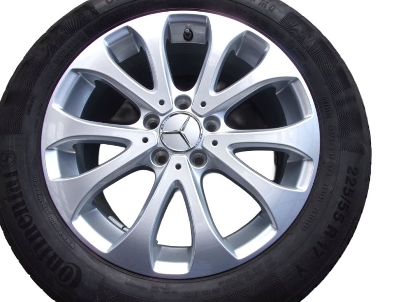 Summer tire set Mercedes-Benz, alloy wheels 7.5x17 ET40 5x112x66.5 A2134011000, tires 225/55/17 97Y CONTINENTAL ContiPremiumContact 5