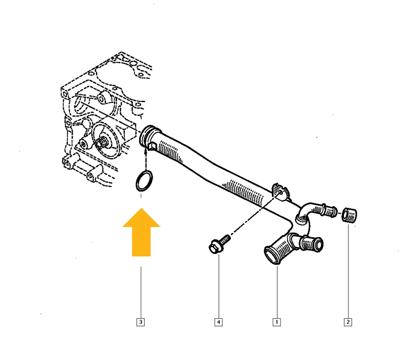 7703065311 Water pump pipe seal Renault, Dacia