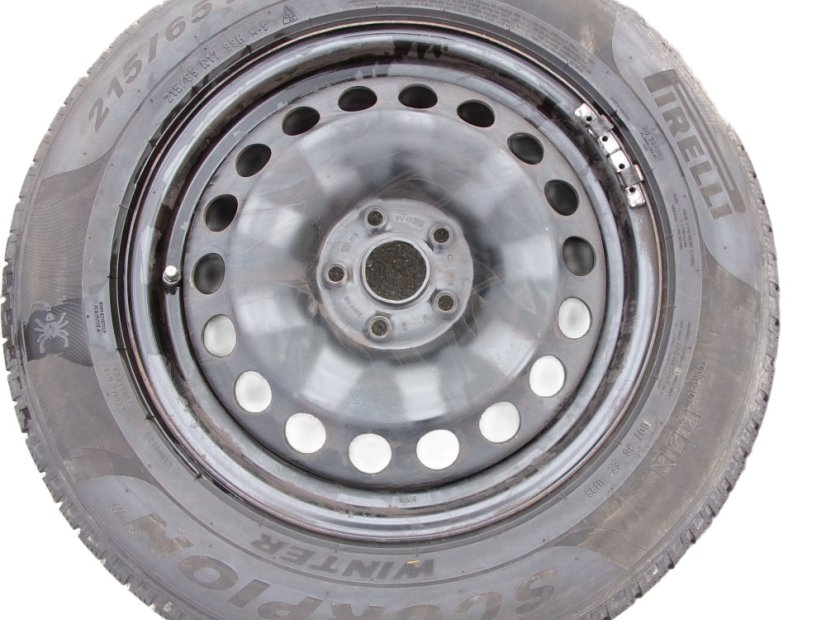 Winter tire set of Volkswagen steel wheels 6.5x17 ET38, 5x112x57 5GF601027J/K - 215/65/17 99H PIRELLI Scorpion, with TPMS pressure sensors