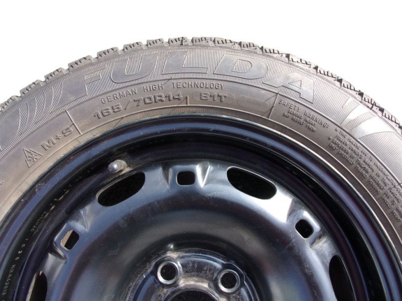 Skoda Fabia spare wheel, 5x14 ET35 5x100x57 rim, 165/70/14 81T FULDA Kristall tires